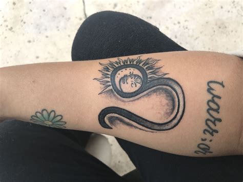 Leo zodiac with sun and moon design | Leo tattoo designs, Tattoos, Leo