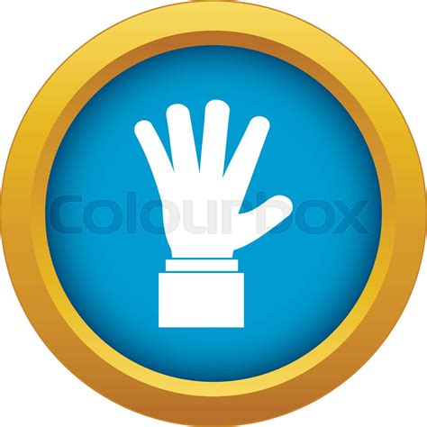 Hand Showing Five Fingers Icon Blue Vector Isolated Stock Vector Colourbox