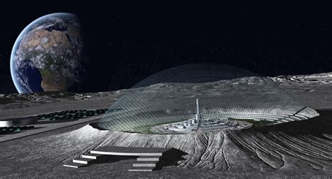 Moon Base Concept Art For A Domed Lunar City In One Of The Moons