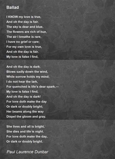 Ballad Ballad Poem By Paul Laurence Dunbar