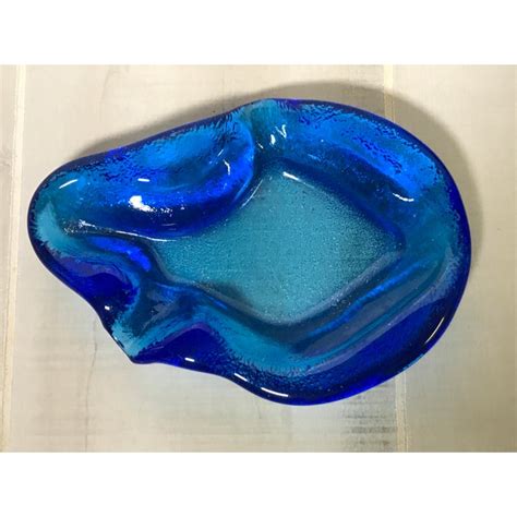 1960s Vintage Cobalt Blue Glass Ashtray Chairish