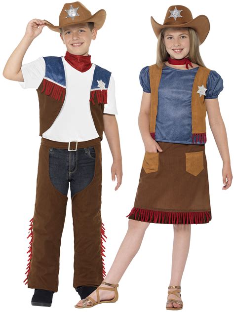 Childrens Cowboy Costume Boys Girls Western Texas Cowgirl Fancy Dress