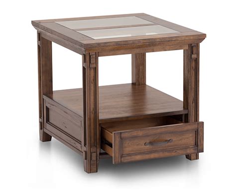 The river valley is built using solid, lightweight yellow poplar wood and clad in dark brown birch veneers featuring distressed touches that become stronger near its feet. Furniture Row Coffee And End Tables - Coffee Table Design Ideas