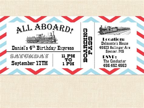 Free Printable Train Ticket Invitations Adventure Birthday Party