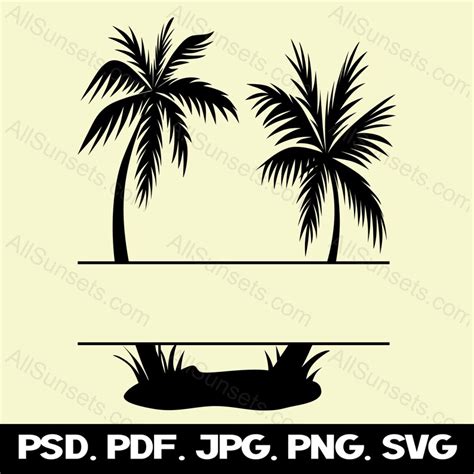 Palm Trees Monogram Silhouette Svg Png Psd Pdf Eps File Etsy