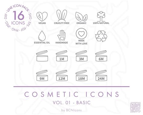 Cosmetics Packaging Symbols Vol 01 Basic Pack Line Icons Etsy Spain