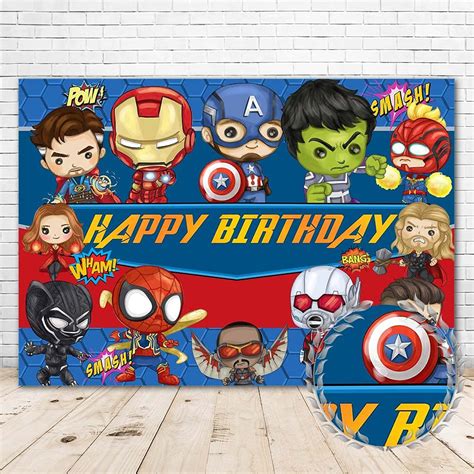 Buy Avengers Happy Birthday Backdrop 7x5 Vinyl Infant Superhero