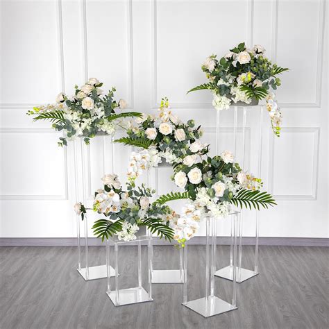 【おきくださ】 Flower Floor Stand， Acrylic Column Wedding Centerpieces Stand Vases Plants Arrangement