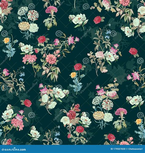 Seamless Flower Floral Texture Digital Pattern Stock Illustration