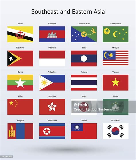Southeast And Eastern Asia Flags Collection Stock Illustration
