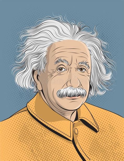 Albert Einstein Cartoon Portrait Vector Stock Illustration