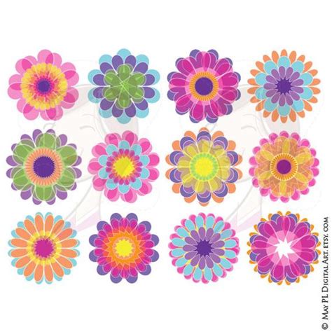 Flowers Graphics Clip Art Vector Spring Flower Florals