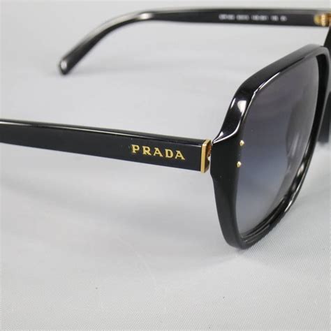 prada black acetate oversized square frame sunglasses at 1stdibs black and gold prada