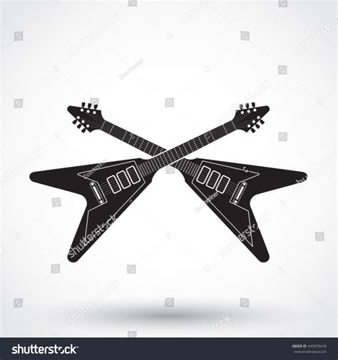 Silhouette Crossed Electric Guitars Vector Illustration Stock Vector