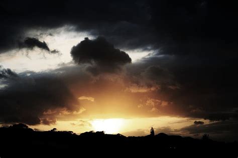 Sky Sunset Dramatic Clouds Dark Black Glow Gold Bright Pikist