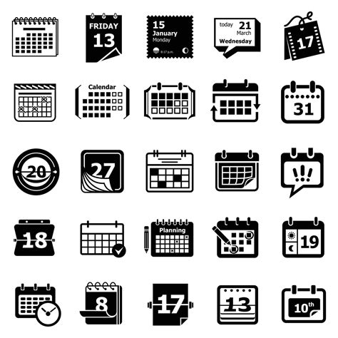 Calendar Schedule Planner Icons Set Simple Style 8992262 Vector Art At