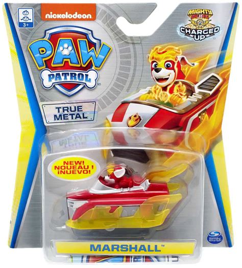 Paw Patrol Mighty Pups Charged Up True Metal Marshall Diecast Car