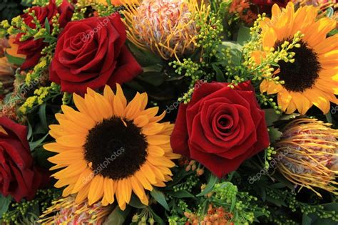 Sunflowers and roses — Stock Photo #44418155
