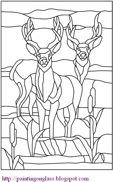 This free pattern courtesy of our friends at stained glass news. Free Stained Glass Pattern:TwoDeer ~ painting on glass