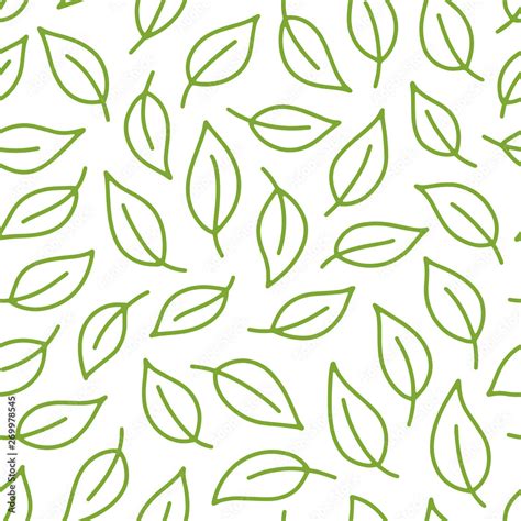 Leaf Background Green White Seamless Pattern With Leaves In Minimal
