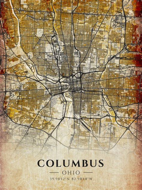 Columbus Antique Map Print Winter Museo