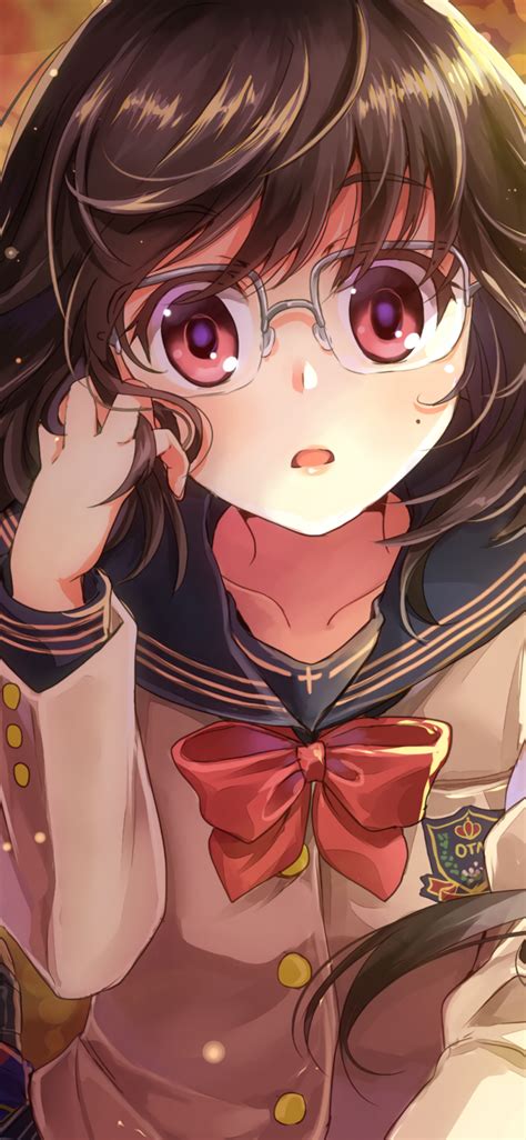 Download 1125x2436 Anime Girl Glasses Meganekko School Uniform Cute