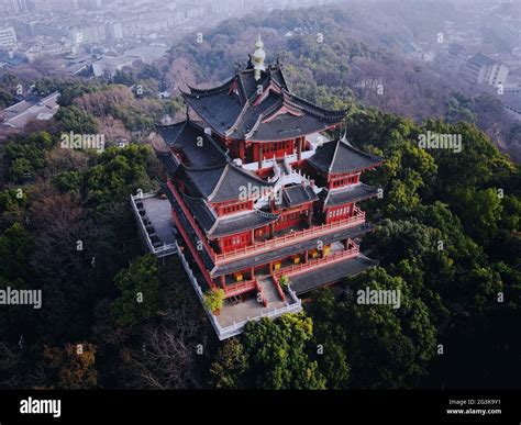 Aerial View Of Chenghuang Pagoda City God Pavilion In Hangzhou China