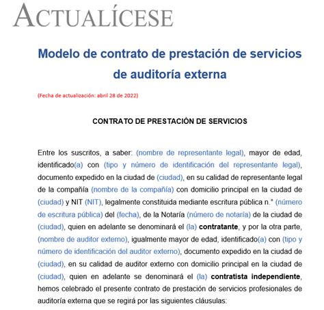 Top 92 Imagen Modelo De Contrato De Auditoria Externa Abzlocalmx