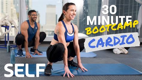 30 minute bodyweight cardio bootcamp workout no equipment with warm up and cool down self