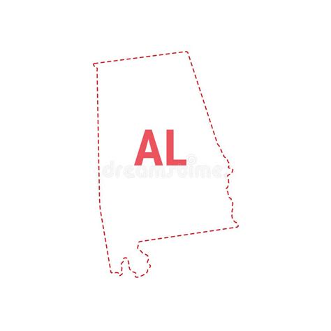 Alabama Us State Map Outline Dotted Border Stock Vector Illustration