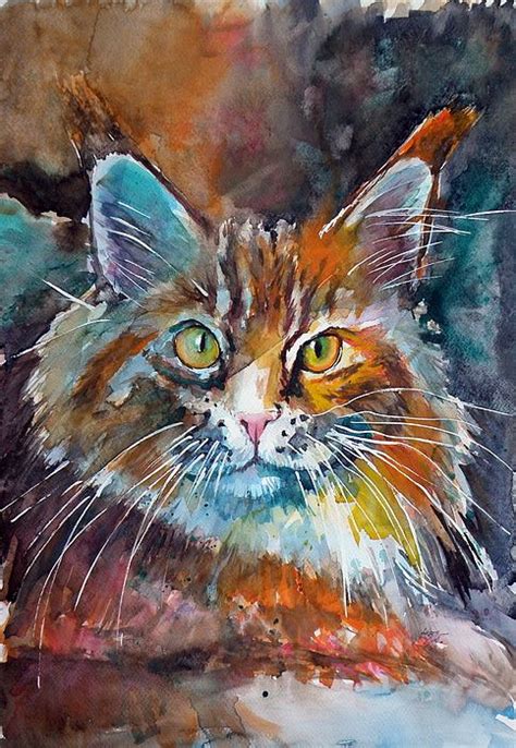 Big Cat By Kovacs Anna Brigitta Cat Art Cat Art Print Cat Painting