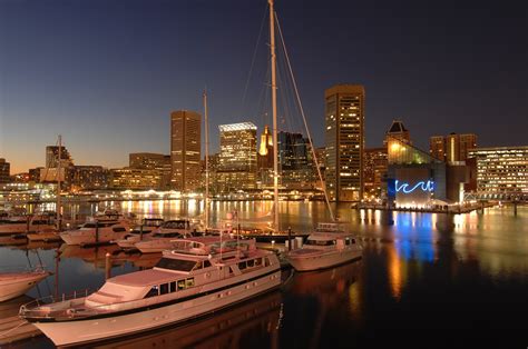 Baltimore Marina At Night Touchdown Trips