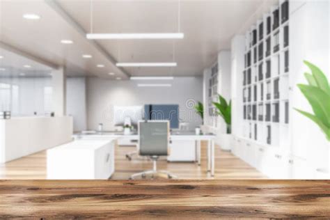 Modern White Office Interior With Furniture Stock Illustration