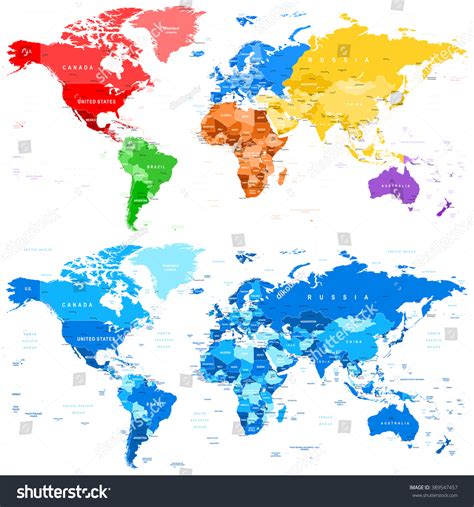 Spotted Color Blue World Map Borders Stock Vector Royalty Free