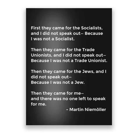 martin niemoller quote first they came poster teeshirtpalace