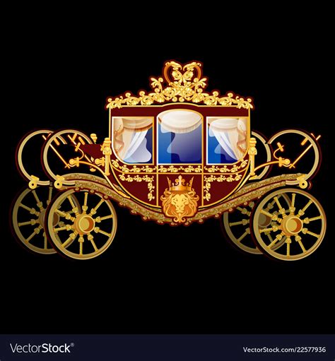 Vintage Horse Carriage With Golden Florid Ornament