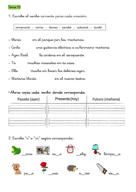 The Spanish Language Worksheet Is Shown With Pictures And Words To
