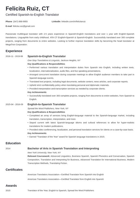 Translator Resume Sample With Skills Template And Guide