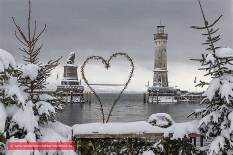 Winter Im Hafen Von Lindau Am Bodensee