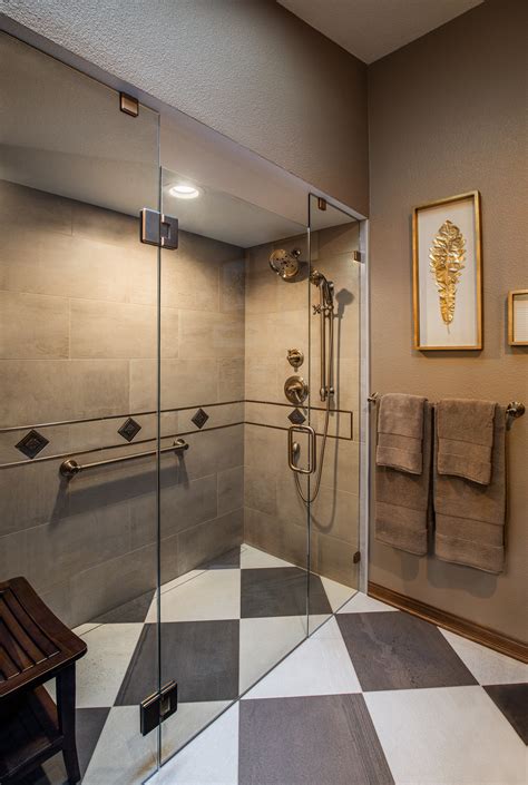 Bathroom With Stylish Walk In Shower C R Remodeling