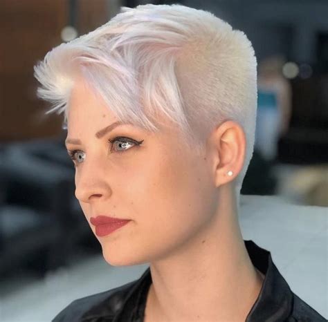 Platinum Pixie From Jerusahairstylist Shaved Side Hairstyles Short