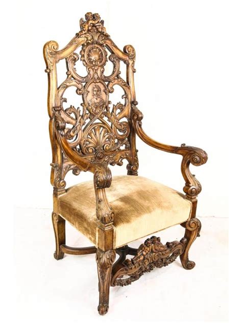 Sold Price Carved Rococo Cherub Figural Throne Theater Chair