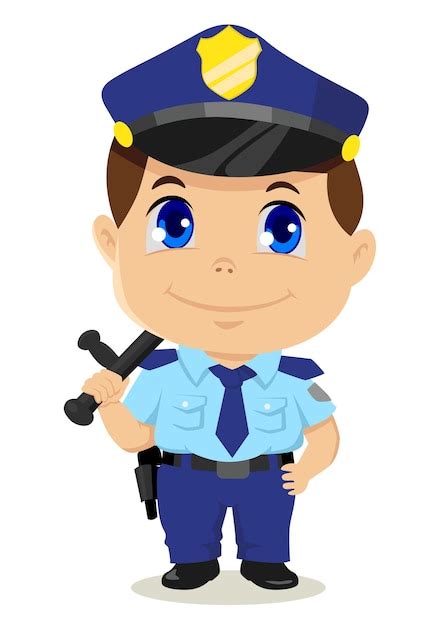 Ilustración De Dibujos Animados Lindo De Un Policía Vector Premium