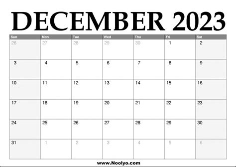 2023 December Printable Calendar Calendars Printable
