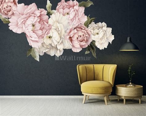 Pink White Peony Floral Bouqets Wall Decal Wall Decal Sticker Wall