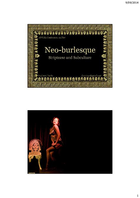 Pdf Panel Neo Burlesque On The Popular And The Not So Popular Stage