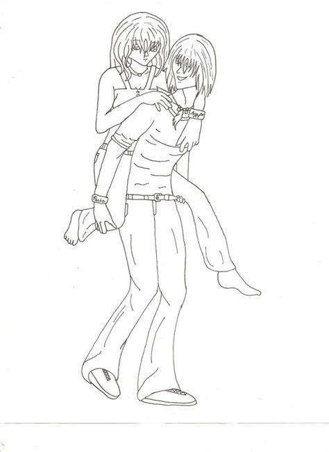 Anime Couple Lineart By Mean Cat On Deviantart