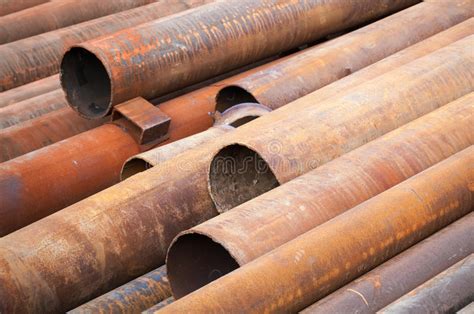 Rusted Industrial Steel Pipes On The Ground Stock Photo Image Of Iron