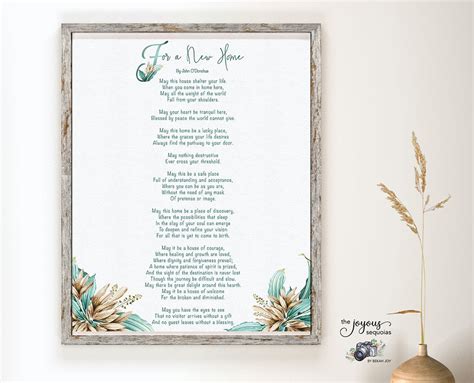 New Home Blessing Printable Poem Digital Download Watercolor Vanilla