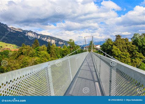 Suspension Pedestrian Panorama Bridge Over The Gummi Gorge In Sigriswil